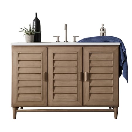 James Martin Vanities Portland 48in Single Vanity Whitewashed Walnut w/ 3 CM Arctic Fall Solid Surface Top 620-V48-WW-3AF